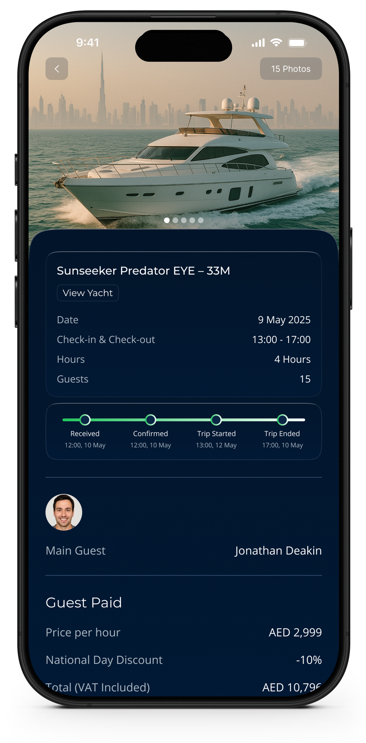 Yacht Charter App Screen